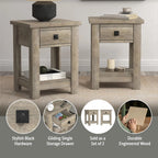 Minimal Thicket - Modern Farmhouse 1 Drawer Nightstand Set of 2 Bedside Table