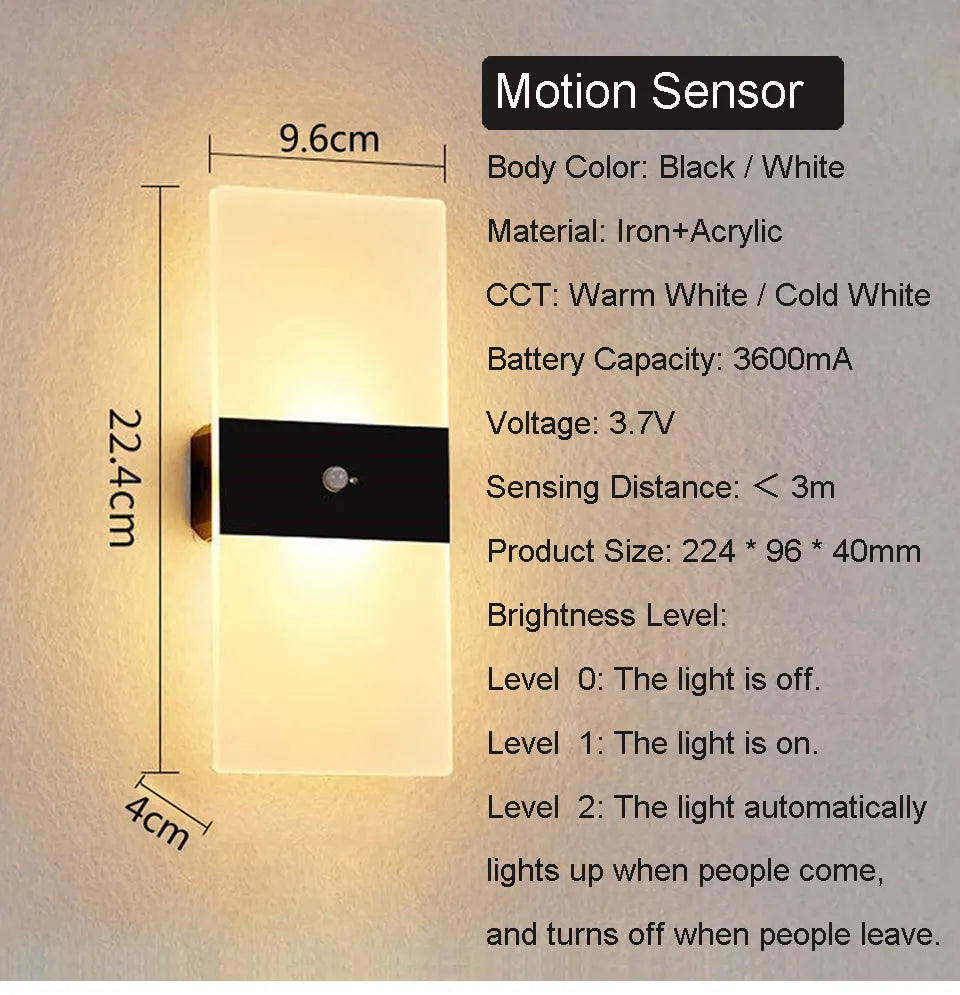Ocean Cobalt - Rechargeable Wall Light with Switch Dimmable
