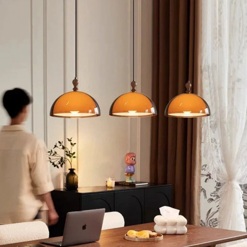 Solis - Amber Glow Dome Pendant Light