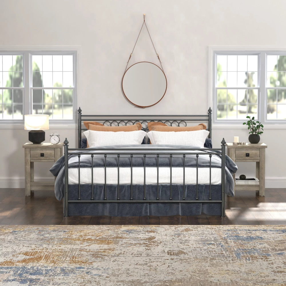 Minimal Thicket - Modern Farmhouse 1 Drawer Nightstand Set of 2 Bedside Table