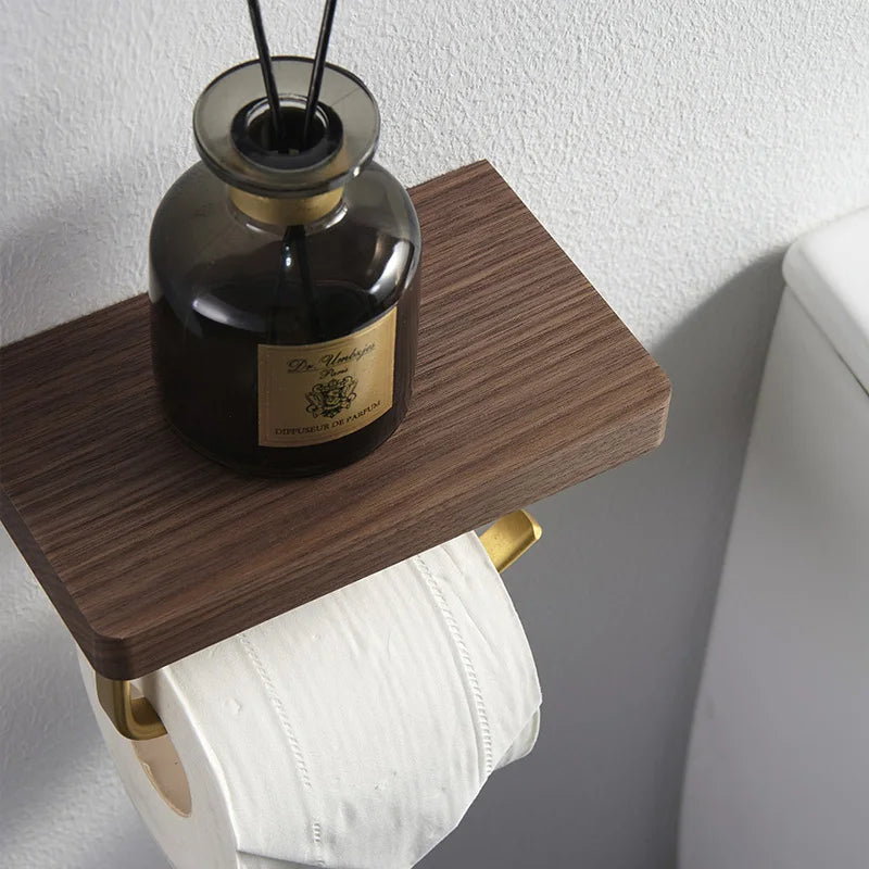 Breezy Juniper - Toilet Roll Holder Brass Wood