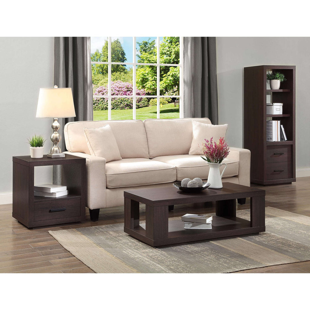 Serene Summit - Wood Coffee Table with Storage Square Coffee Table with Storage