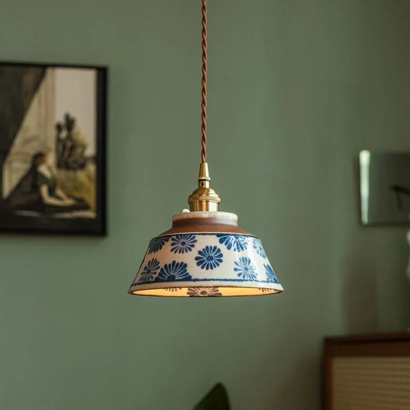 Birch Echo – Hand-Painted Ceramic Pendant Light