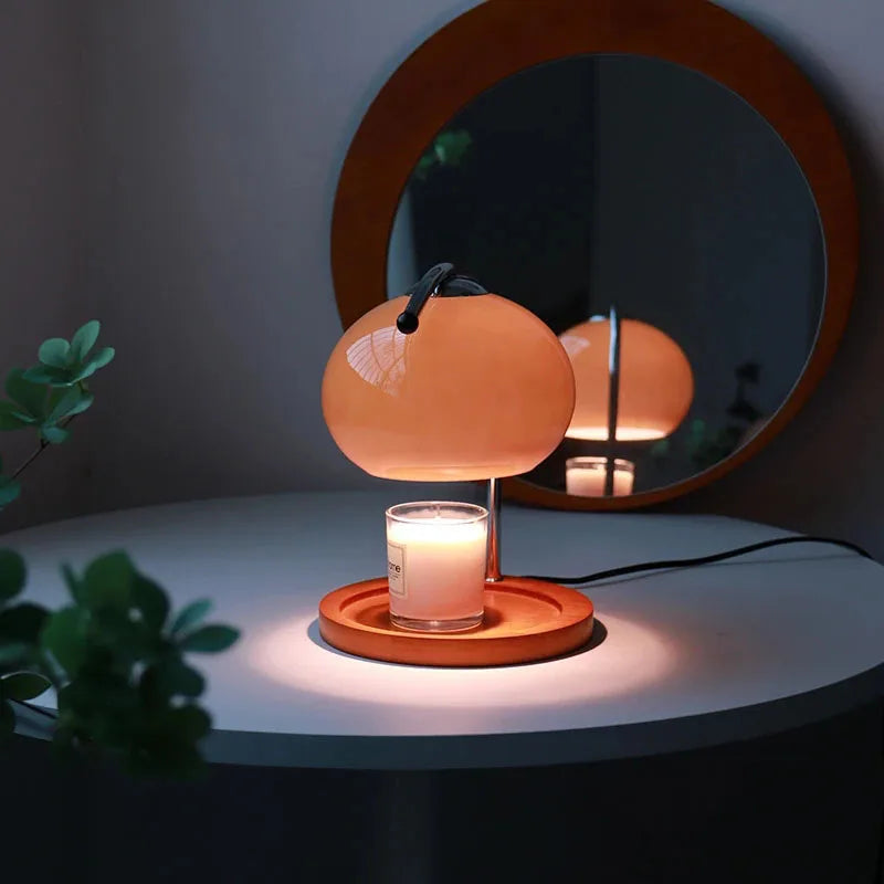 Lunar Stone - Vintage Glass Table Lamp Candle Warmer Lamp Bauhaus Furniture