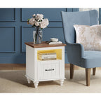 Oyster Ivory - Modern LED White Nightstand Small Bedside Table