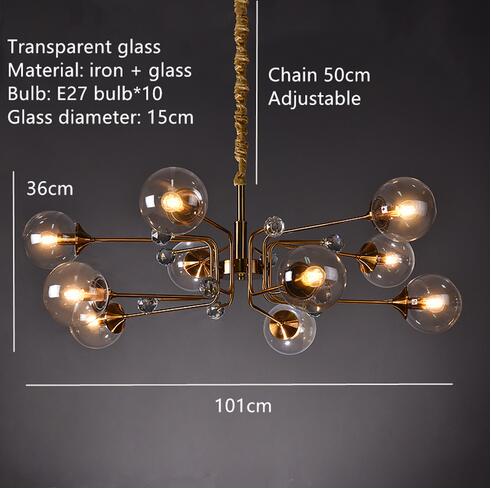 Storm Cypress - Glass bubble chandelier Kitchen Island light