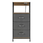 Dawn Corner - Modern 3 Drawer Nightstand with Charging Station