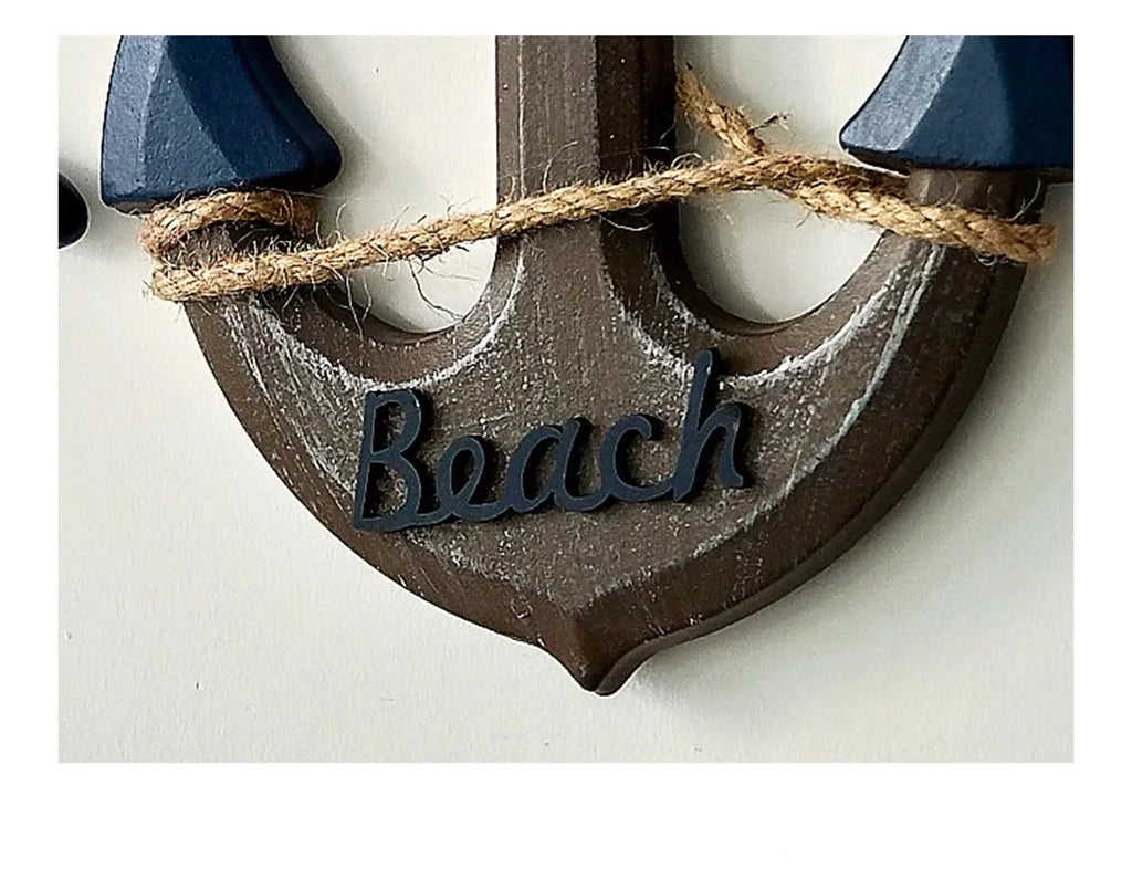 Boden - 2PCS Nautical Ship Wheel and Anchor Wall Decor