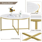 Ashen Horizon - Modern Oval Coffee Table Faux Marble