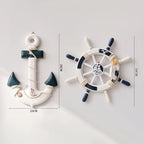 Boden - 2PCS Nautical Ship Wheel and Anchor Wall Decor
