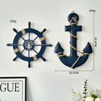 Boden - 2PCS Nautical Ship Wheel and Anchor Wall Decor