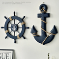 Boden - 2PCS Nautical Ship Wheel and Anchor Wall Decor