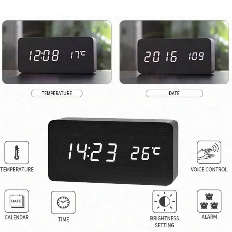 Felix - AuraBlock Wooden Digital Alarm Clock