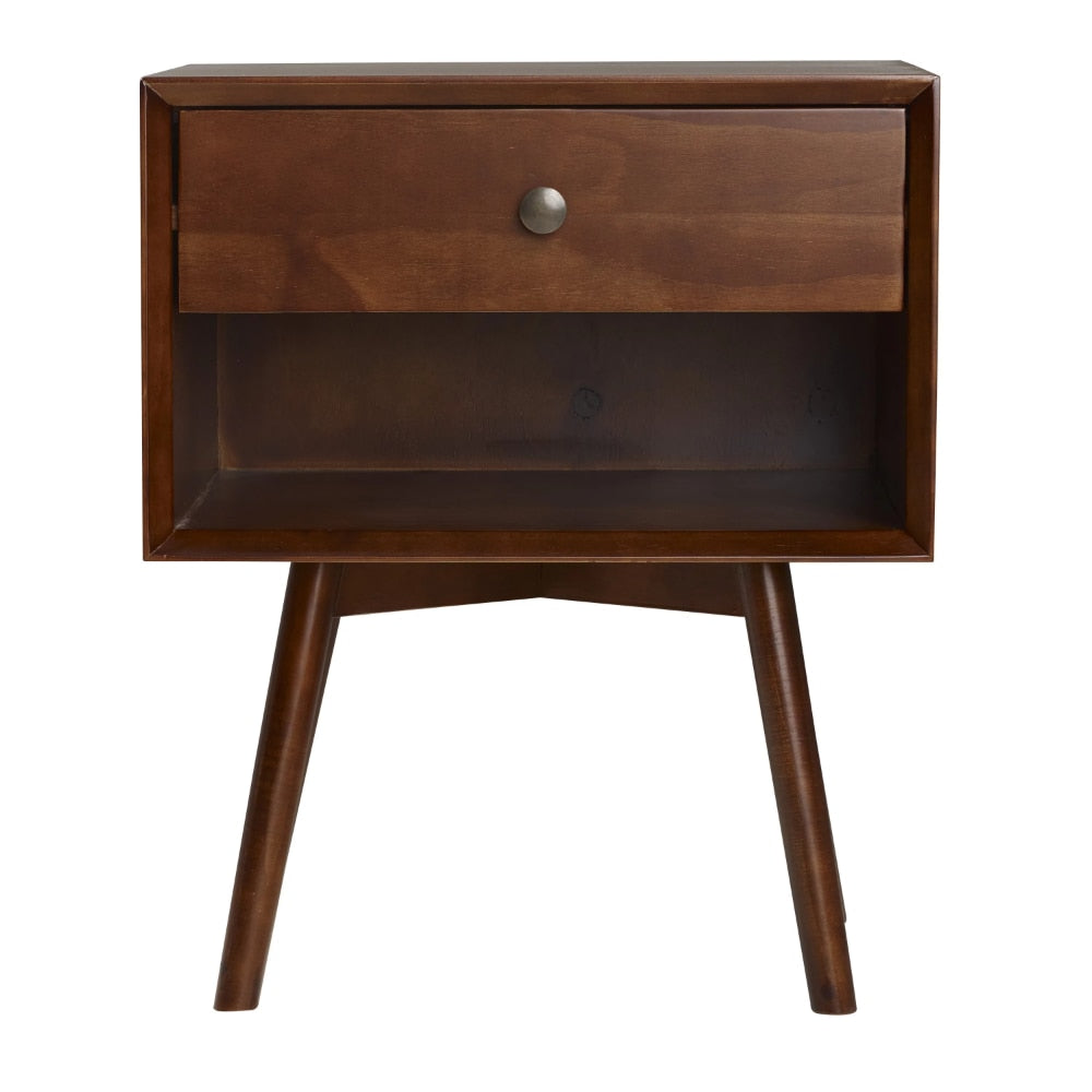 Sage Cove - Mid Century Modern Nightstand Walnut Solid Wood Nightstand Small Bedside Table
