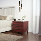 Frost Moss - Modern Double Drawer Black Nightstand Small Bedside Table