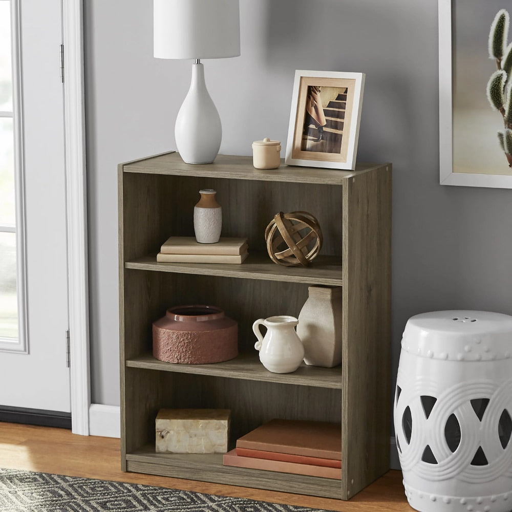 Seafoam Kettle Studio - Living Room Shelves Wood Storage Shelves Three Tier Shelf