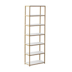 Slate Cobalt - 6-Shelf Gold Metal Frame Bookcase
