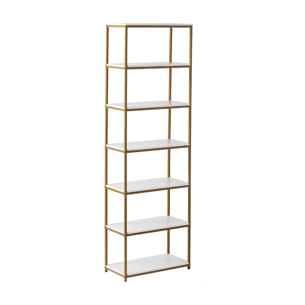 Slate Cobalt - 6-Shelf Gold Metal Frame Bookcase