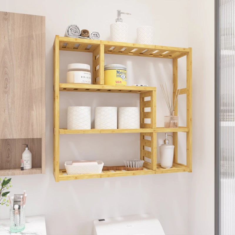 Bright Glade - Shower Shelves 3-Tier Bamboo Bathroom Wood Shelves