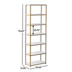 Slate Cobalt - 6-Shelf Gold Metal Frame Bookcase