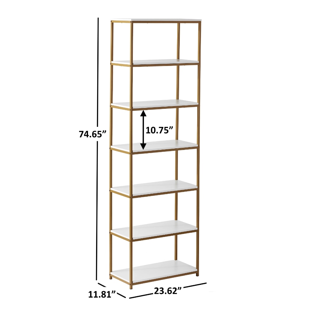 Slate Cobalt - 6-Shelf Gold Metal Frame Bookcase