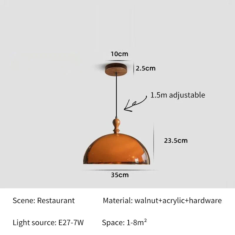 Solis - Amber Glow Dome Pendant Light