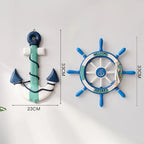 Boden - 2PCS Nautical Ship Wheel and Anchor Wall Decor
