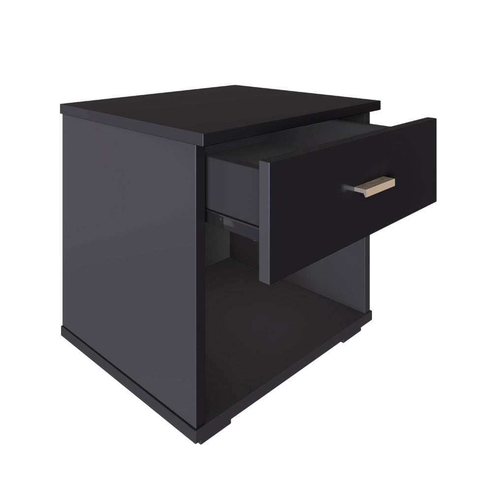 Coastal Cypress - Modern Black Nightstand Small Bedside Table