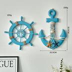 Boden - 2PCS Nautical Ship Wheel and Anchor Wall Decor