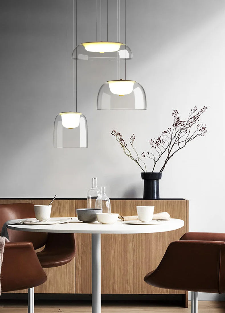 Seafoam Haven – Modern Glass Pendant LED Hanging Light Fixture