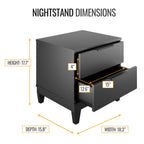 Frost Moss - Modern Double Drawer Black Nightstand Small Bedside Table