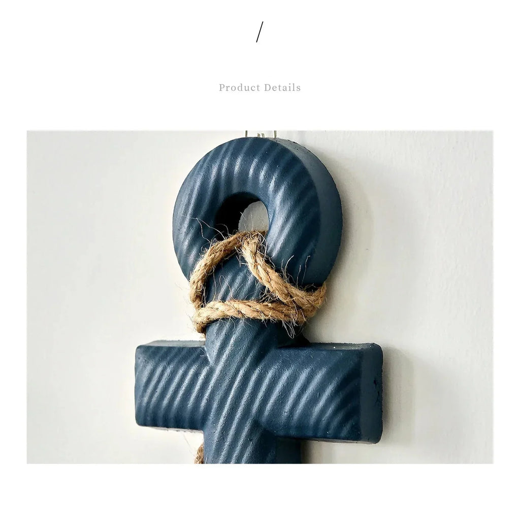 Boden - 2PCS Nautical Ship Wheel and Anchor Wall Decor