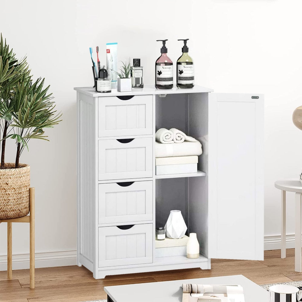 Stone Echo - 4 Drawers Wood Bathroom White Kitchen Cabinets