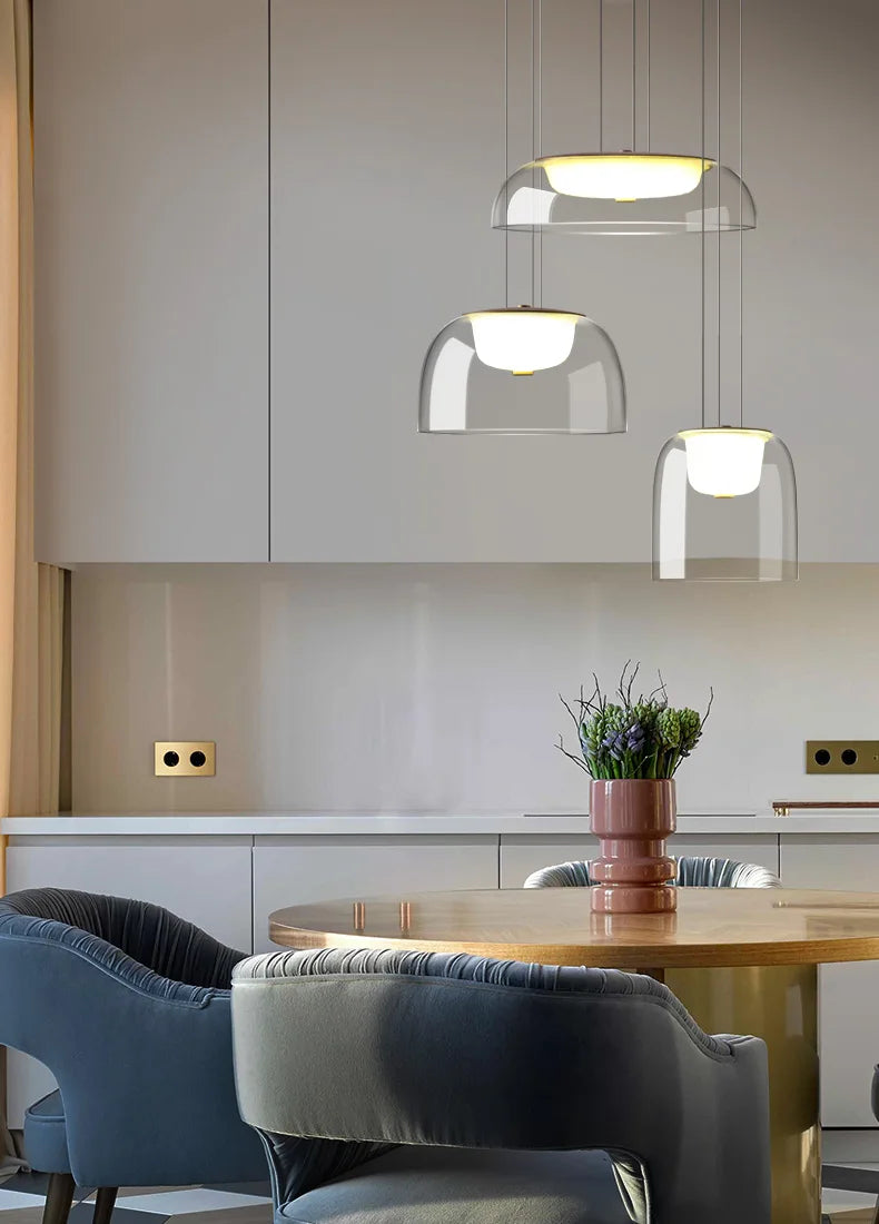 Seafoam Haven – Modern Glass Pendant LED Hanging Light Fixture
