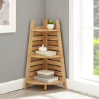 Stone Seabird - 3 shelf bookcase Bamboo Wood Corner Shelf Unit