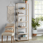 Slate Cobalt - 6-Shelf Gold Metal Frame Bookcase