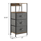 Dawn Corner - Modern 3 Drawer Nightstand with Charging Station