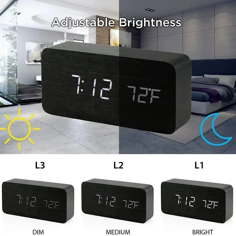 Felix - AuraBlock Wooden Digital Alarm Clock