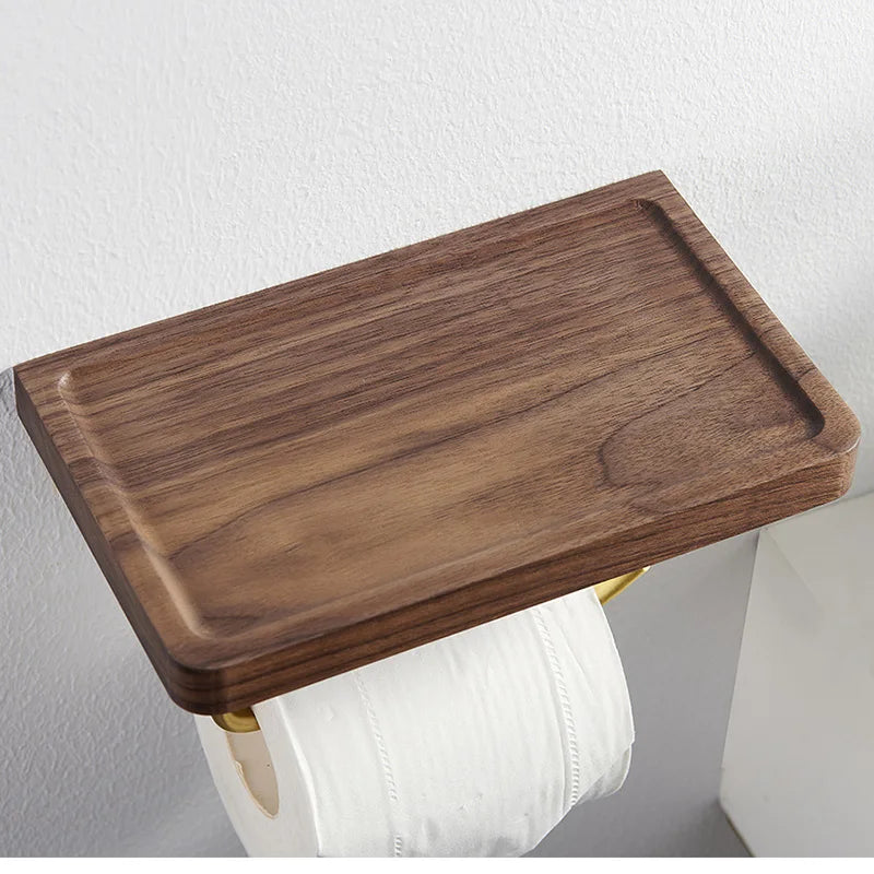 Breezy Juniper - Toilet Roll Holder Brass Wood