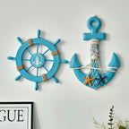 Boden - 2PCS Nautical Ship Wheel and Anchor Wall Decor