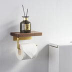 Breezy Juniper - Toilet Roll Holder Brass Wood