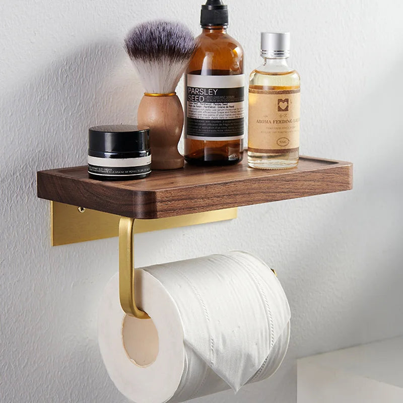 Breezy Juniper - Toilet Roll Holder Brass Wood