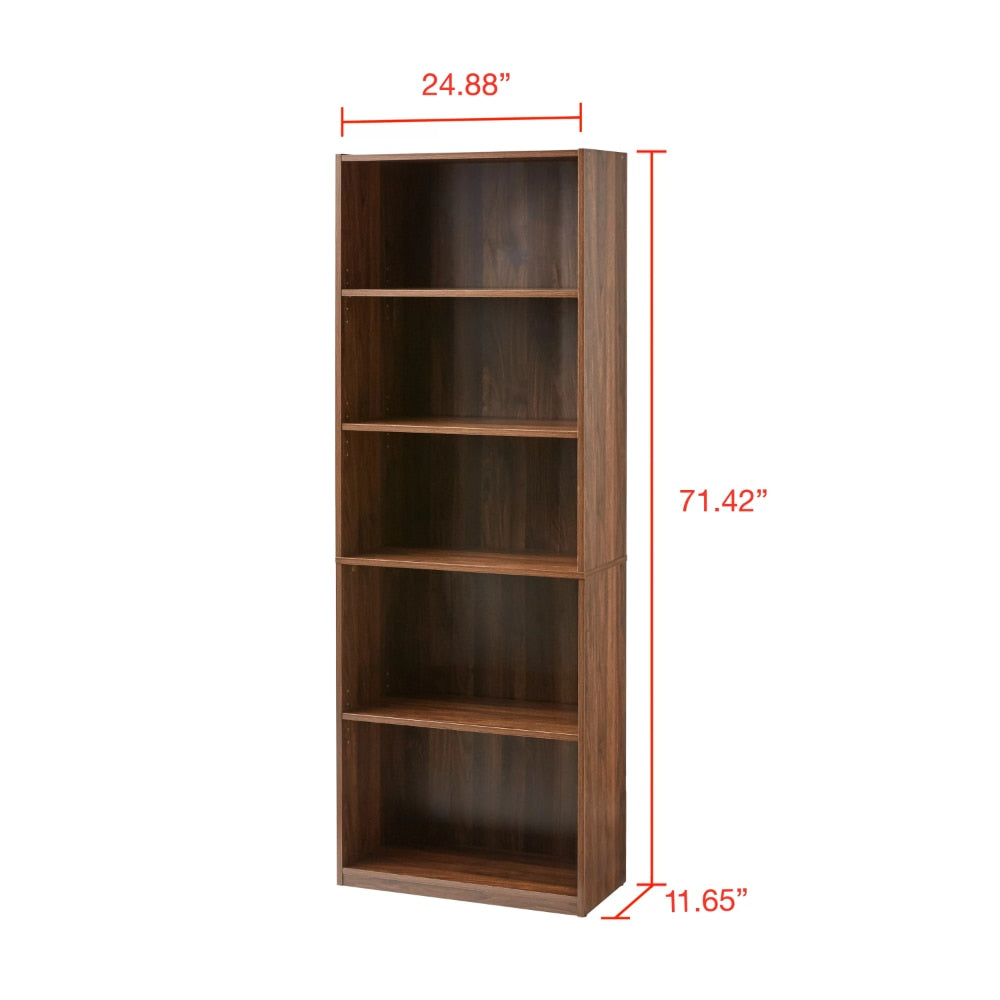 Snow Harbor - 5-Shelf Book Shelf Living Room Shelves Wood Shelves