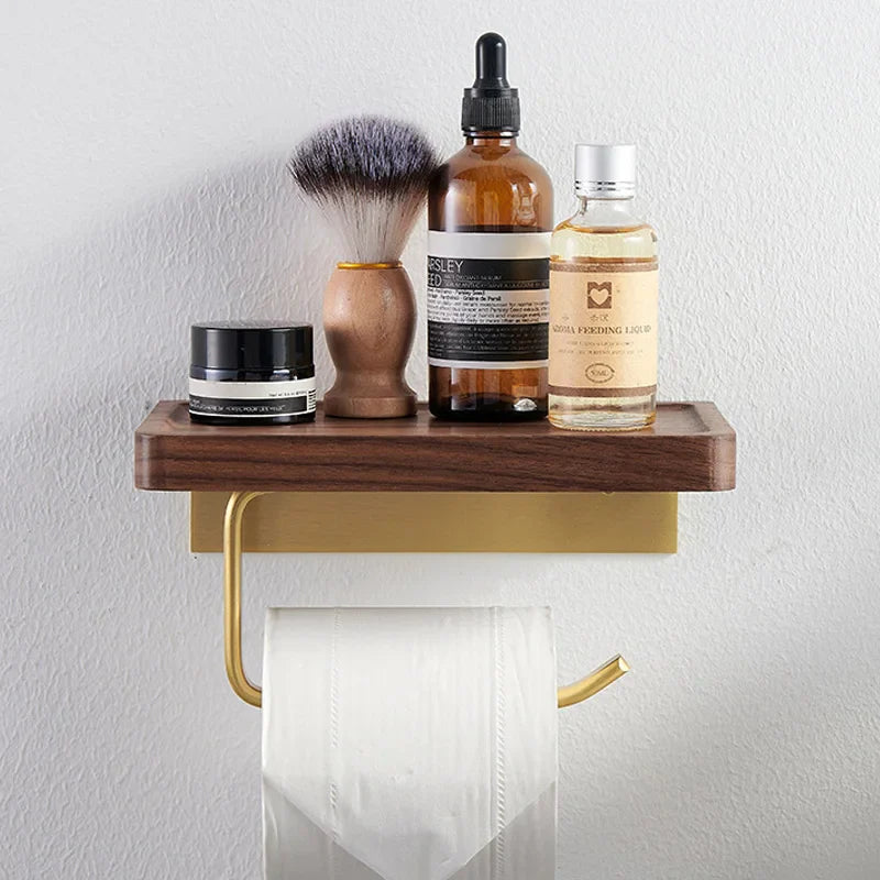 Breezy Juniper - Toilet Roll Holder Brass Wood