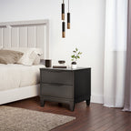 Frost Moss - Modern Double Drawer Black Nightstand Small Bedside Table