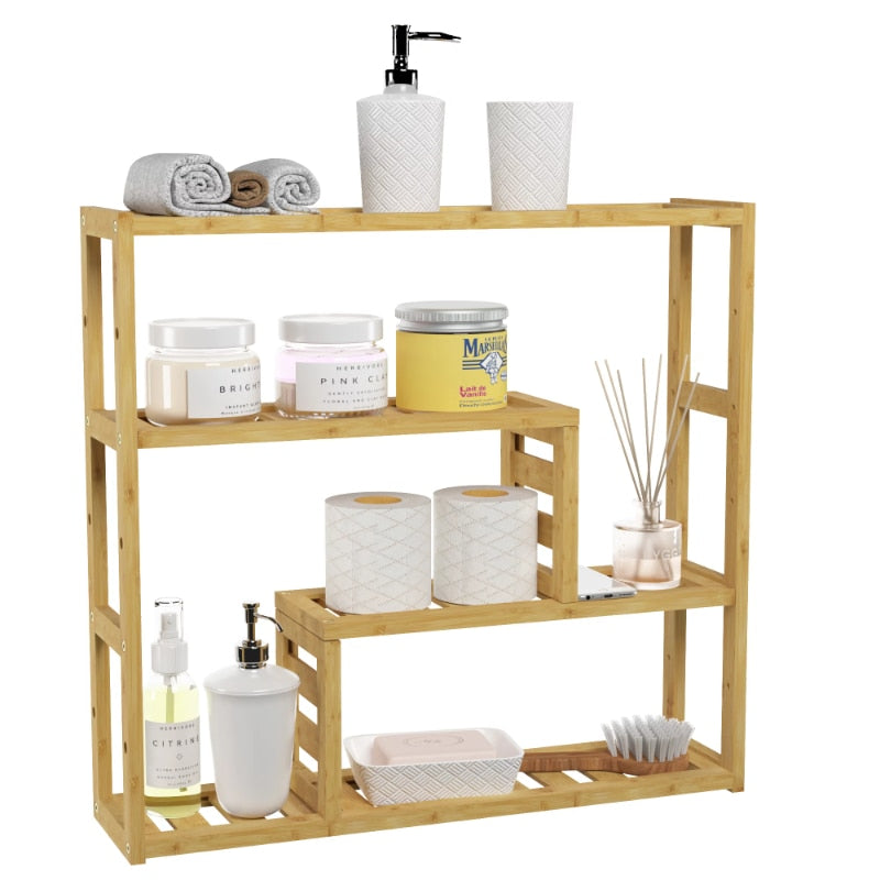 Bright Glade - Shower Shelves 3-Tier Bamboo Bathroom Wood Shelves