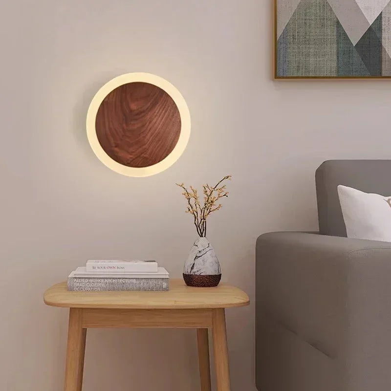 Arctic Opal Candle – Modern Walnut LED Wall Light