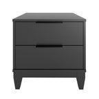 Frost Moss - Modern Double Drawer Black Nightstand Small Bedside Table