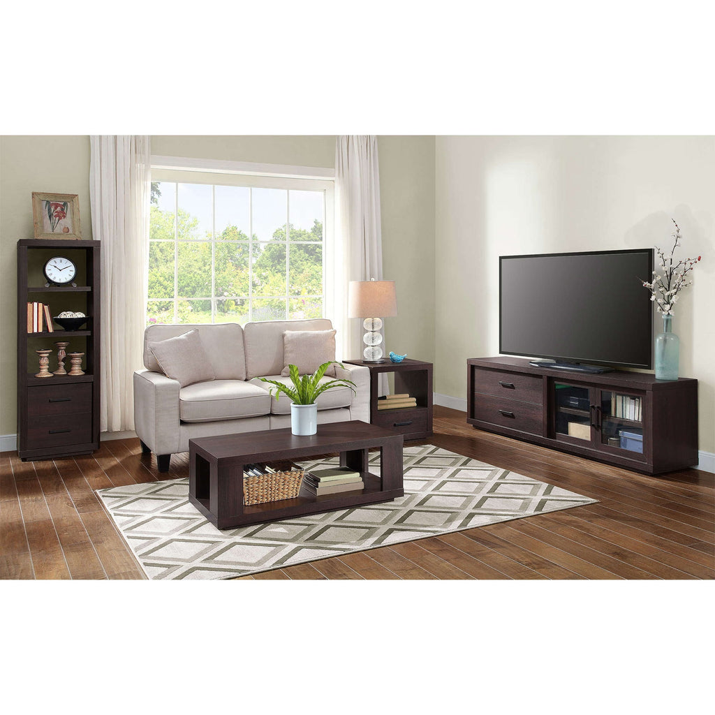 Serene Summit - Wood Coffee Table with Storage Square Coffee Table with Storage