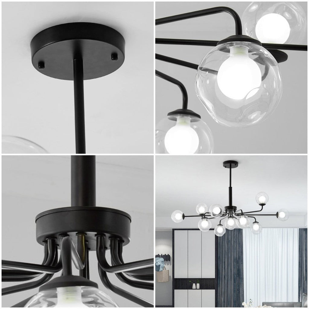 Ebony Thicket Nordic Black Ceiling Chandeliers Glass Light